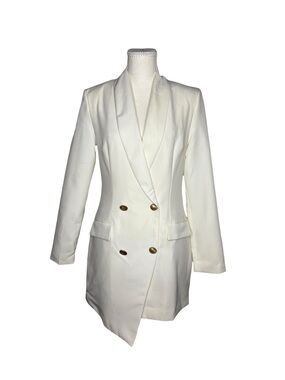 PrettyLittleThing White Double-Breasted Midi Blazer Dress